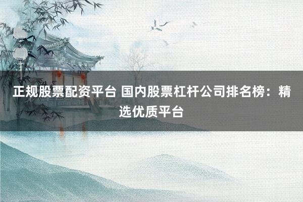 正规股票配资平台 国内股票杠杆公司排名榜：精选优质平台