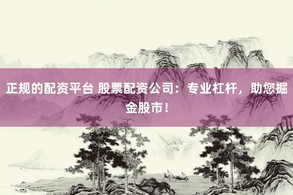 正规的配资平台 股票配资公司：专业杠杆，助您掘金股市！