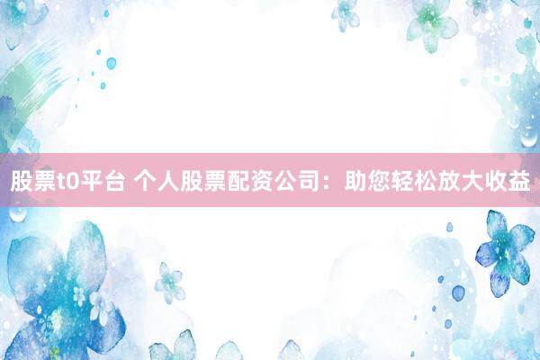 股票t0平台 个人股票配资公司：助您轻松放大收益