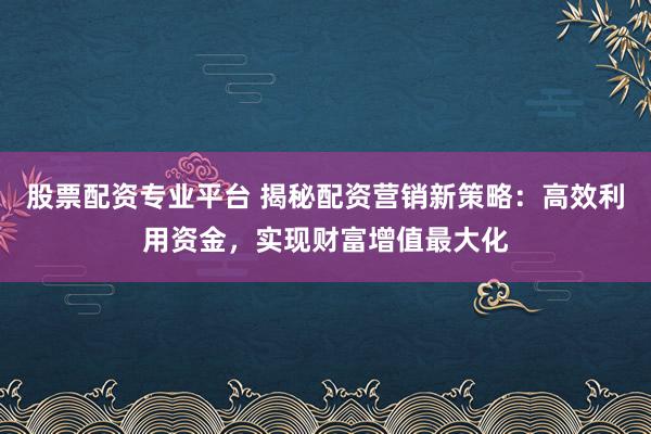 股票配资专业平台 揭秘配资营销新策略：高效利用资金，实现财富增值最大化