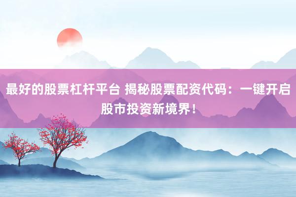 最好的股票杠杆平台 揭秘股票配资代码:一键开启股市投资新境界!