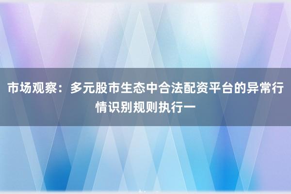 市场观察：多元股市生态中合法配资平台的异常行情识别规则执行一