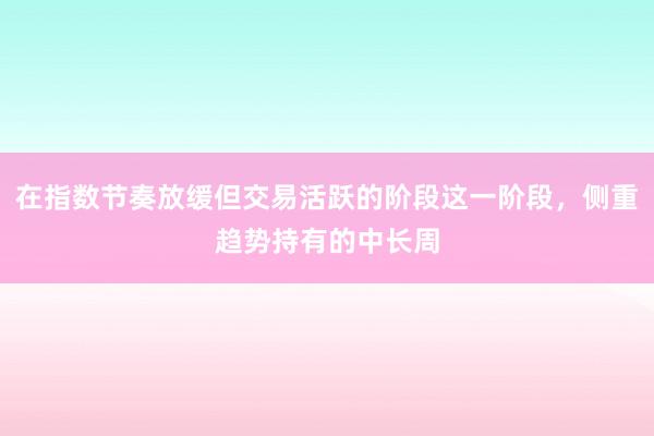 在指数节奏放缓但交易活跃的阶段这一阶段,侧重趋势持有的中长周