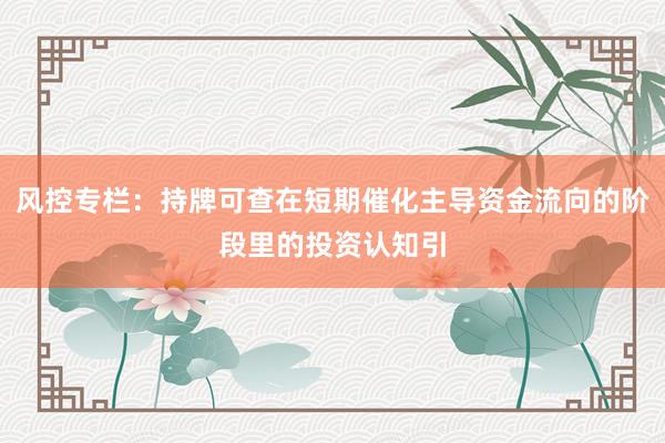 风控专栏：持牌可查在短期催化主导资金流向的阶段里的投资认知引