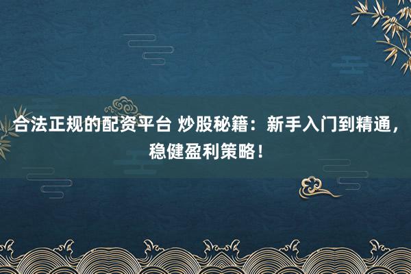 合法正规的配资平台 炒股秘籍：新手入门到精通，稳健盈利策略！