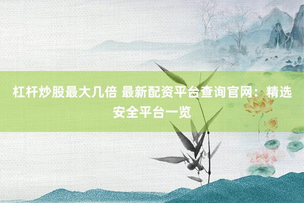 杠杆炒股最大几倍 最新配资平台查询官网：精选安全平台一览