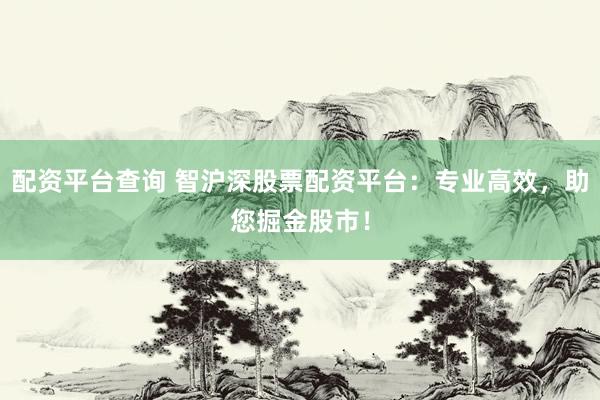 配资平台查询 智沪深股票配资平台：专业高效，助您掘金股市！